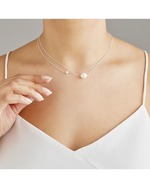 Lily & Roo Metallic Layered Large & Small Pearl Choker