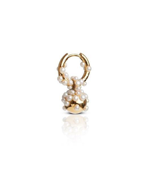 Kasun Metallic Pearl Droplet Hoop Earring Vermeil