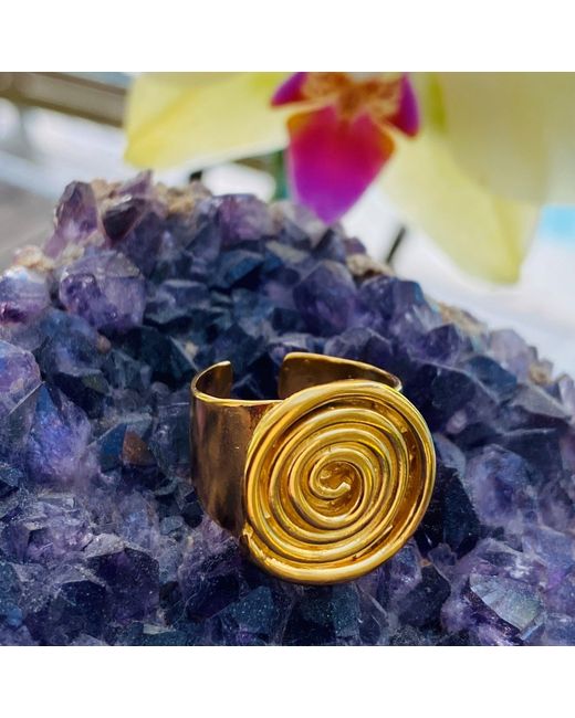 Lexi Jewelry Yellow Maya Swirl Adjustable Ring