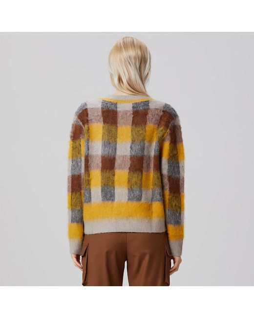 Smart and Joy Orange Check Pattern Cardigan