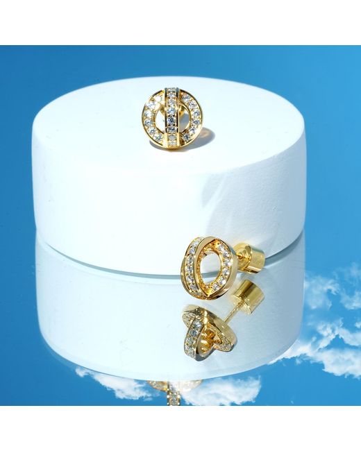 Meulien Metallic Circle And Arc Stud Earrings