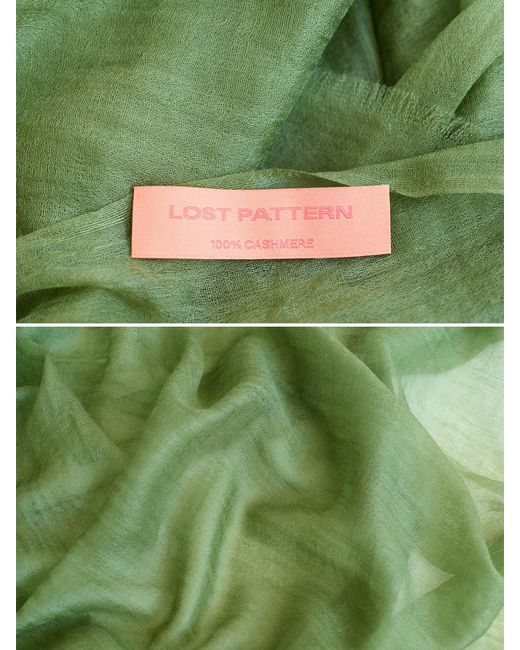 Lost Pattern Green Featherlight Oversize Cashmere Scarf