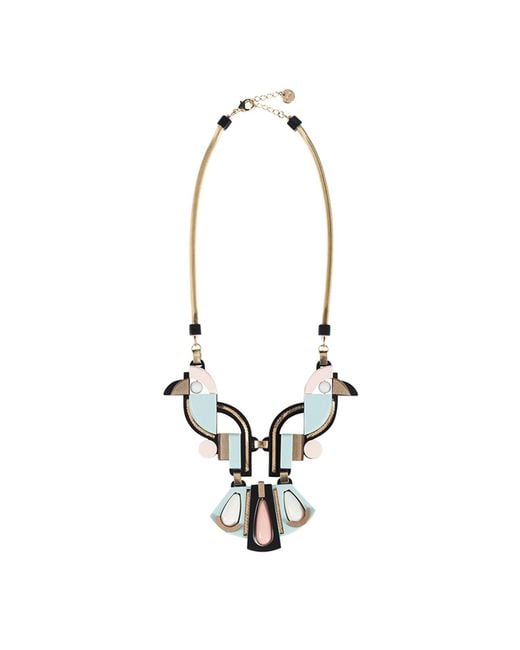 Gissa Bicalho Green Handmade Acrylic Necklace Birds Pale