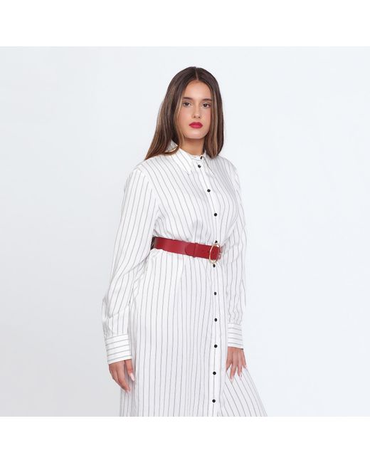 Haute Cuir Red Round Buckle Leather Belt