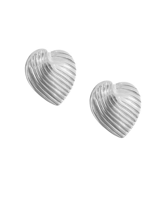 Maison De Gala Metallic Textured Heart Stud Earrings