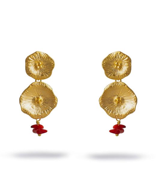 Ebru Jewelry Metallic Ocean Flame Coral Dangle Earrings