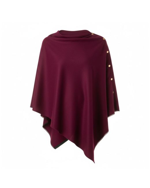 Franchetti Bond Purple Gisellina Burgundy Button Poncho