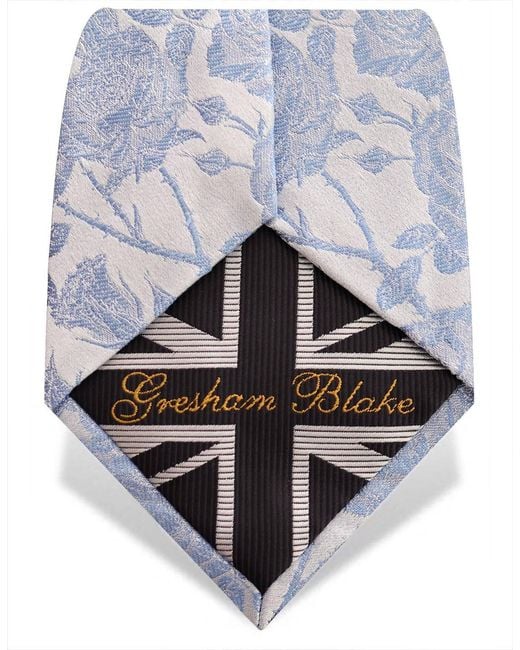 Gresham Blake Blue Light Rose Silk Tie for men