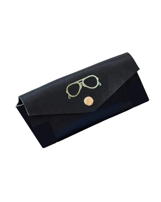VIDA VIDA Blue Leather Glasses Case for men