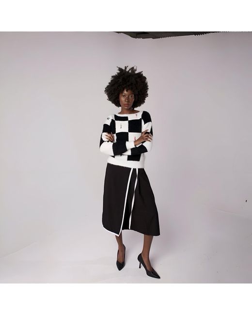 London Atelier Byproduct Blue Asymmetrical Culottes Trousers With Wrap Detail