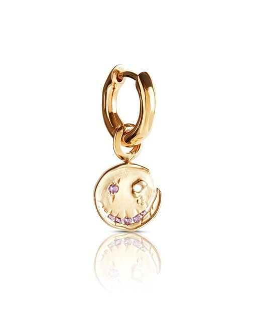 Kasun Metallic Smile Hoop Earrings – February – Amethyst – Plated