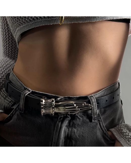 Indigolush Black Gilded Lure Hand Buckle Belt