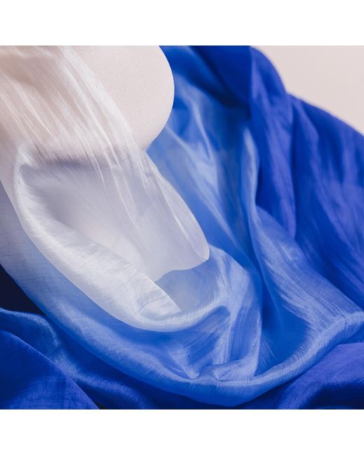 Silk and Bears Blue Ombre Habotai Silk Scarf – Hand-Dyed Mulberry Silk