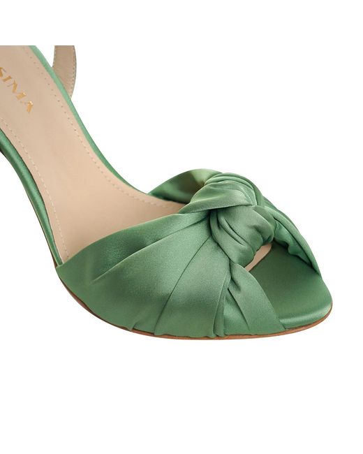 Ginissima Green Sofia Satin Sandals, Sage