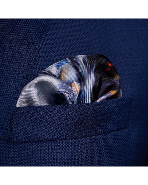 Otway & Orford Blue 'On A Mission' Gt Car Silk Pocket Square for men