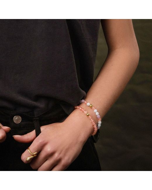 Nialaya Multicolor Wristband With Cherry Quartz, Amethyst And Aquamarine