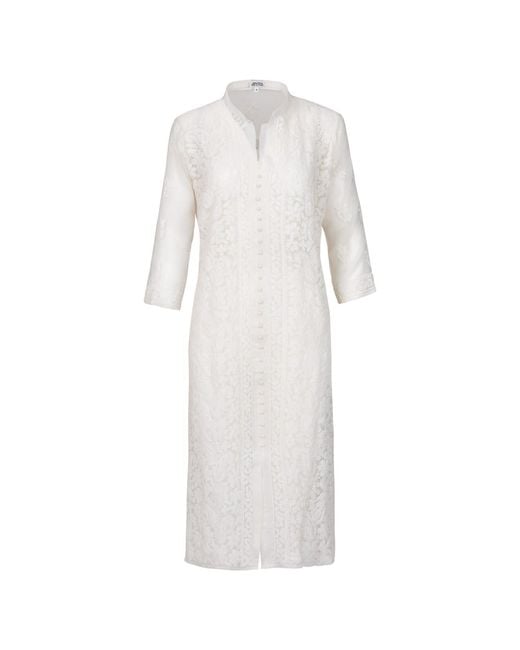 Antra Designs White The Snow Georgette Kaftan