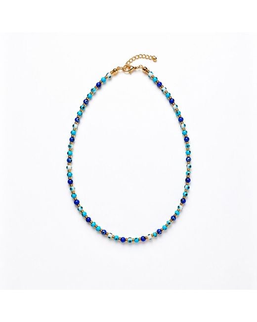Nuvv Collection Blue Evil Eye Beaded Necklace – Detail Summer Choker