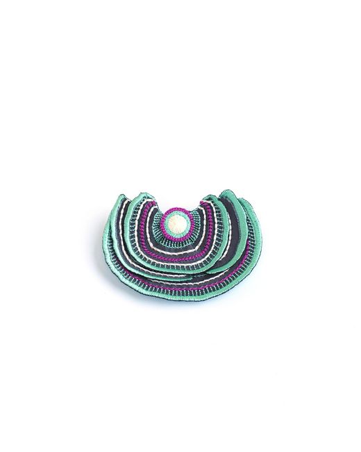 Nana Watanabe Blue Turkey Tail Layered Embroidered Earrings