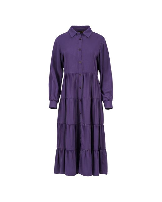 Conquista Synthetic Aubergine Tiered Dress With Button Detail in Pink
