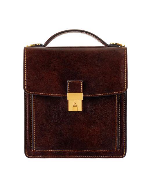 Time Resistance Red Small Leather Briefcase For