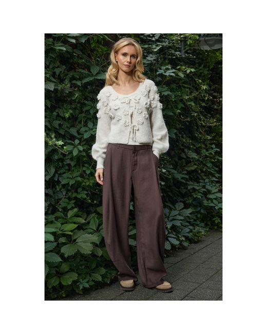 Saachi White Rosette Flower Cardigan