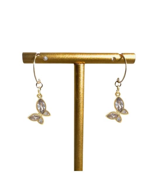 Rachel Nathan Metallic Round Hook: Baguette Butterfly Earrings