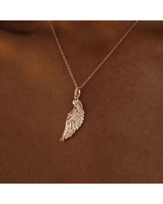 Seven Saints Metallic Angel Wing Necklace, Over Sterling