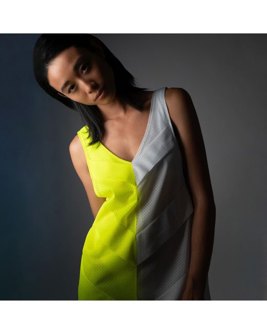 Kim Foley Yellow Neon- Chevron Beach Cover-Up Athletic Mesh Dress