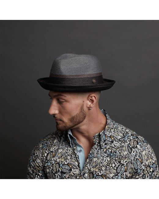 Dasmarca Hats Gray Dasmarca Verona Lightweight Summer Two Tone Straw Fedora Hat For And for men