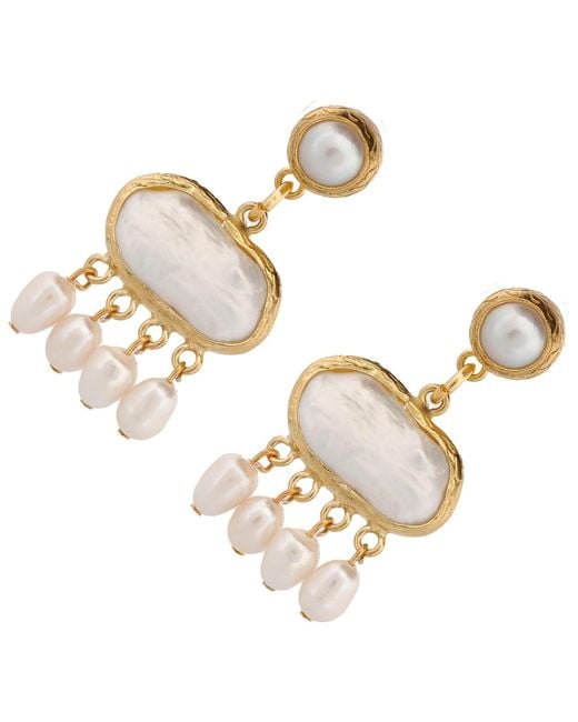 Ebru Jewelry Metallic Cleopatra Pearl & Tassel Earrings