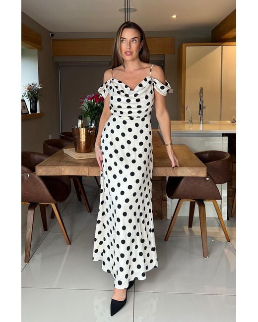 Girl In Mind White Julie Cowl Neck Maxi Dress Spot