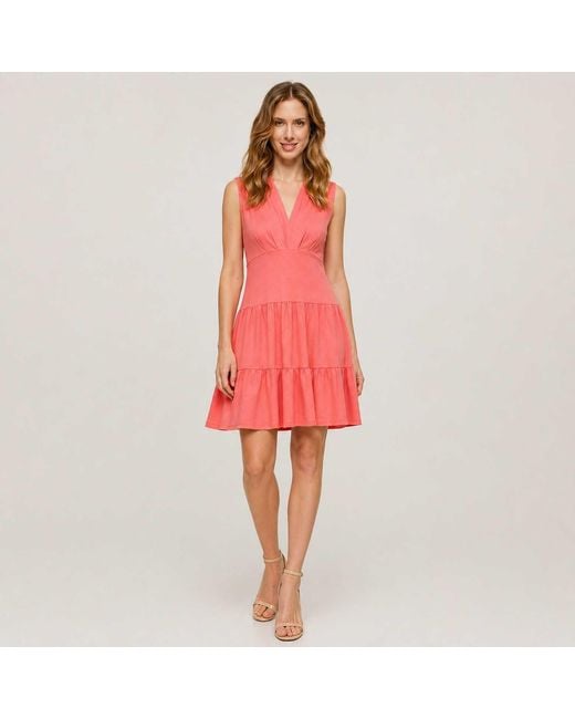 Conquista Pink Sleeveless Coral Cotton Jersey Dress