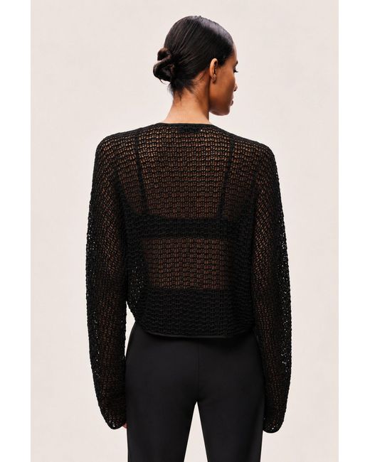 Nocturne Black Wrap Mesh Blouse