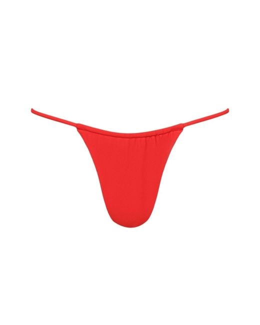 Playaluxe Red Capri Ruched String Bikini Bottom