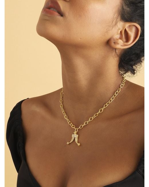 Lila Rasa Metallic Amulet Necklace Tiger Tooth Czs Fortune Pendant