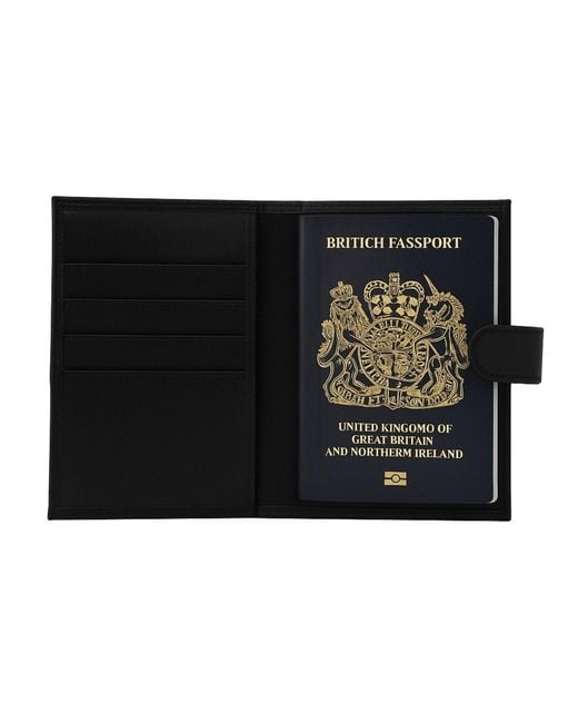 VIDA VIDA Black Luxury Leather Passport Cover With Card Slots for men