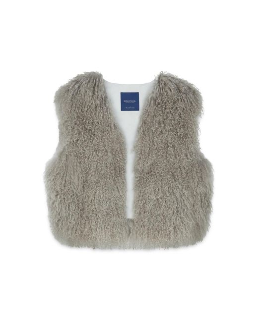 Amanda Thompson Couture Gray Colette Gilet Mongolian Sheepskin Fur