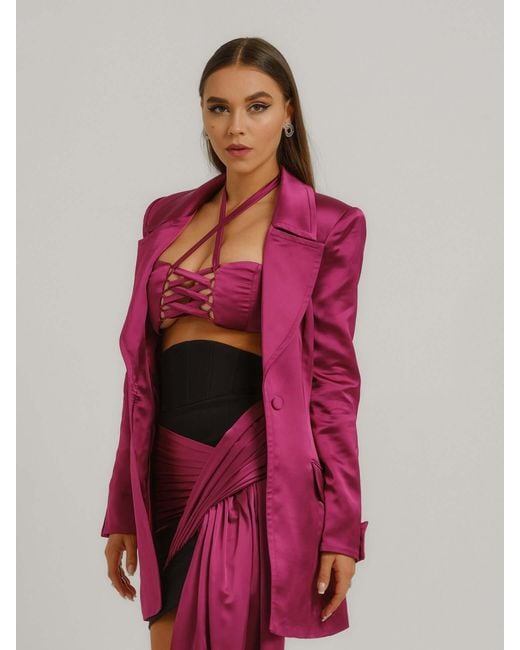 Tia Dorraine Pink Midnight Sky Hourglass Blazer