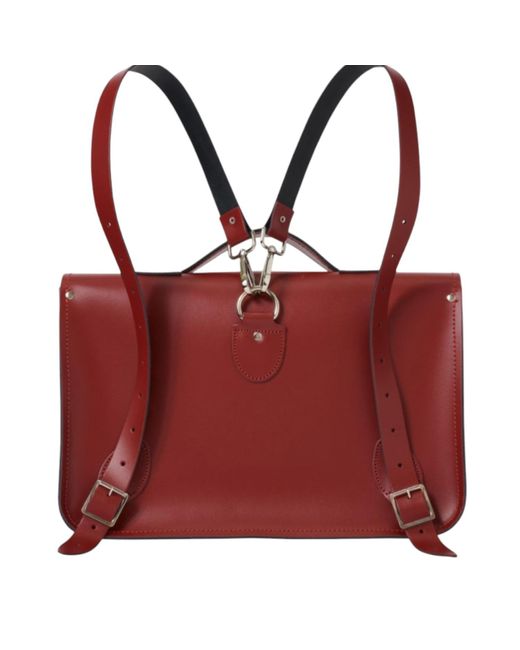 Zatchels Red Handmade Leather Backpack Satchel