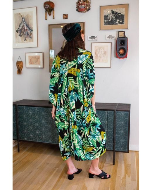 Jennafer Grace Green Canopy Noir Caftan