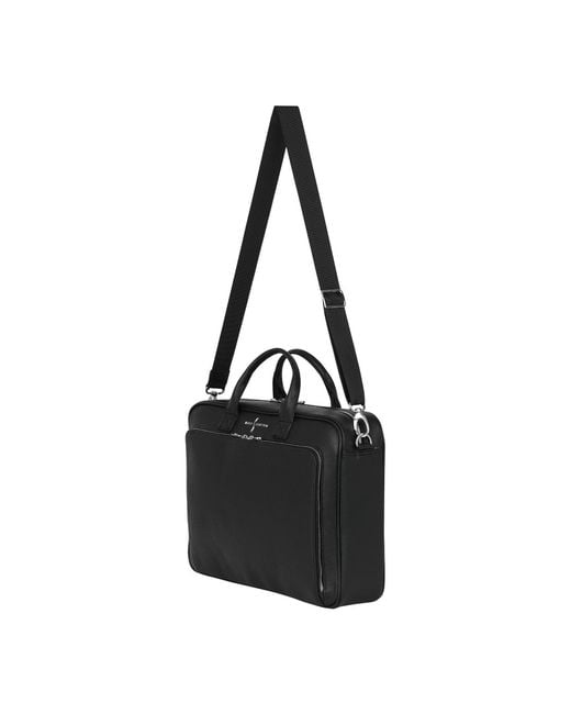 Luis Steven Black Briefcase- Pebble Leather for men