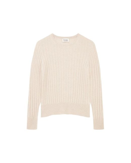 Loop Cashmere Natural Neutrals Cashmere Wide Rib Sweater