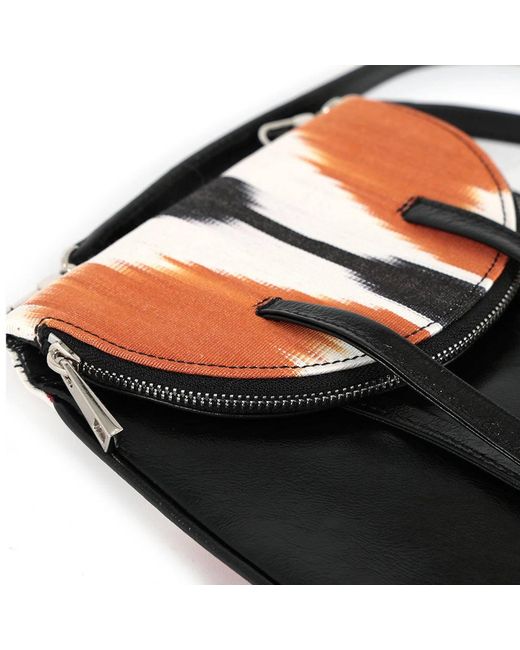 SJW BAGS LONDON Red Rhonda Ikat & Leather Crossbody Bag