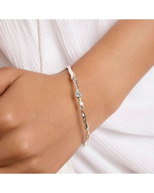Isla Silver White Delicate Opal & Topaz Sterling Bangle