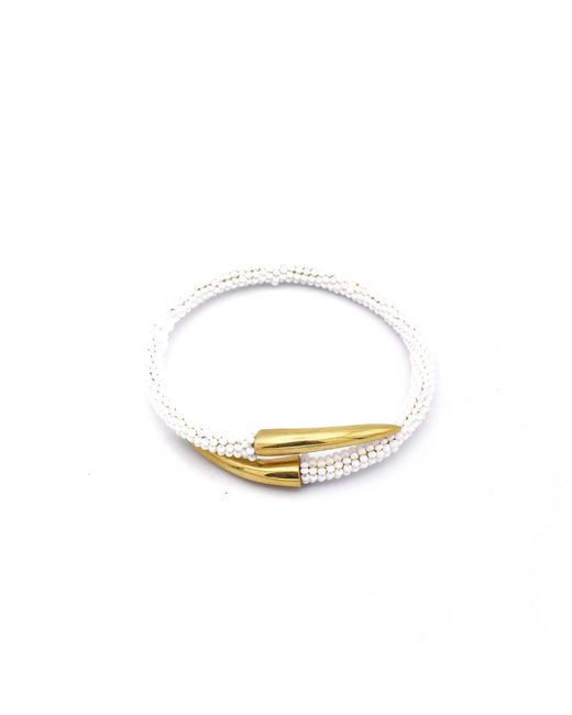 Lala Salama White Shanga Bangle