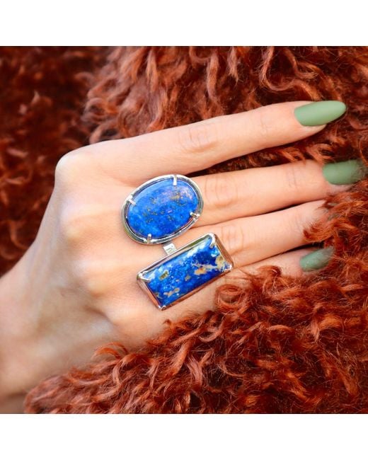 Mineralgems•Studio Blue Lapis Lazuli Rectangular Ring Fail