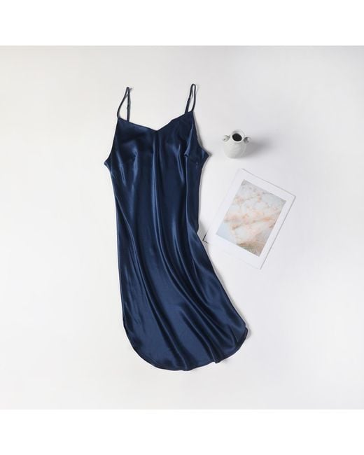Soft Strokes Silk Blue River Nymph Pure Silk Slip Dress