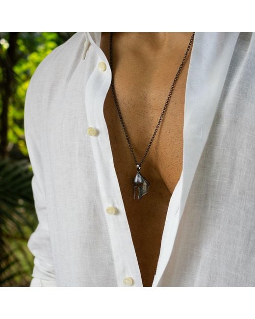 Ebru Jewelry Metallic Spartan Warrior Sterling Necklace for men