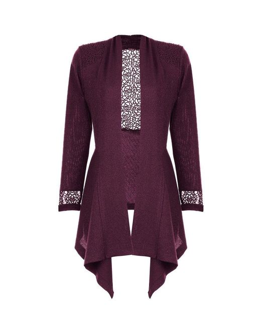 Luna Fashion House Purple Burgundy Lace Cardigan, Jody